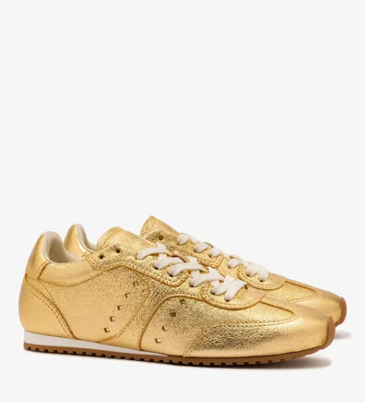 Stella Sneaker In Gold Metallic Leather
